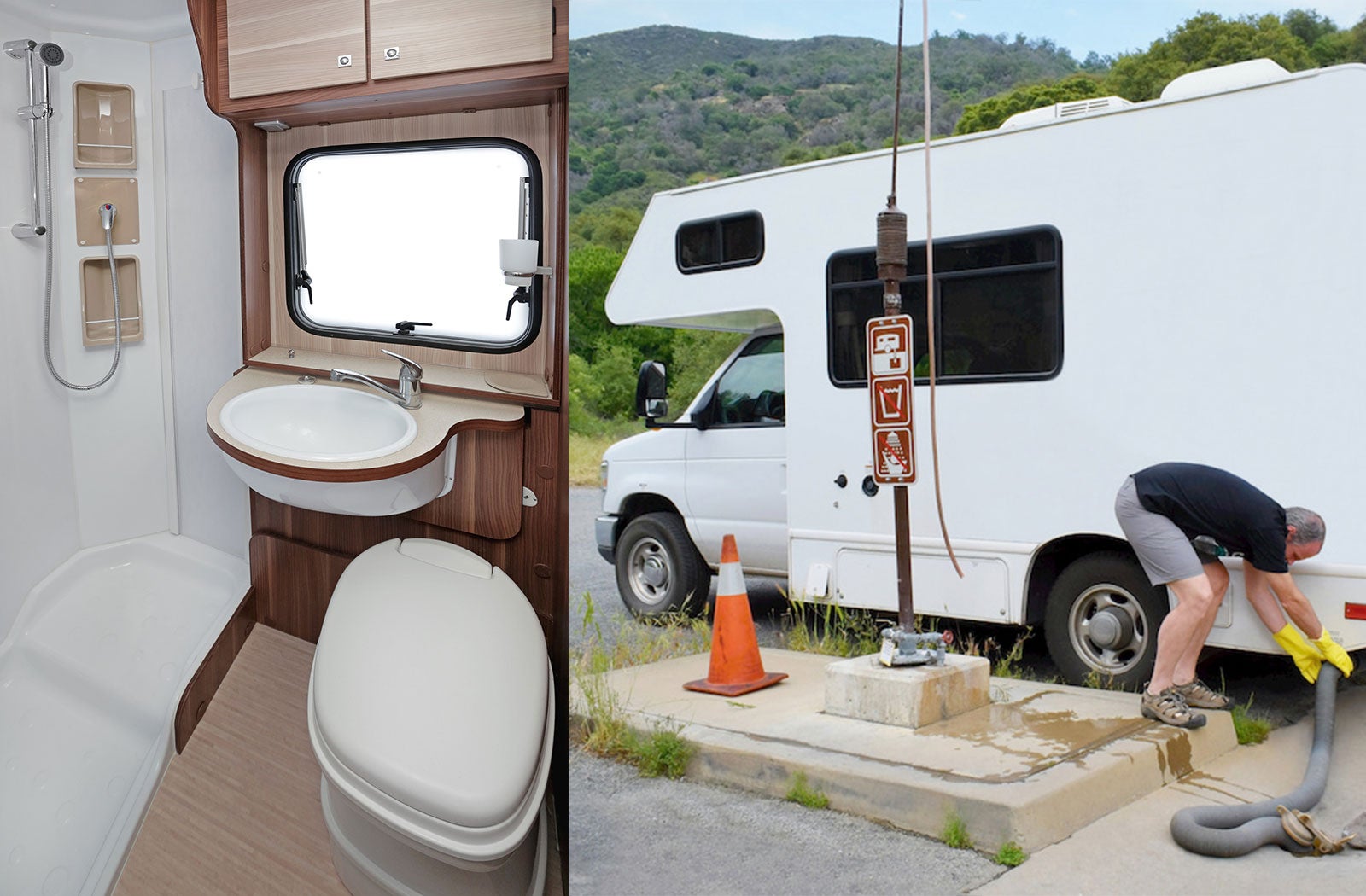 Portable RV/camper toilet and holding tank setup in Burnsville, Minnesota
